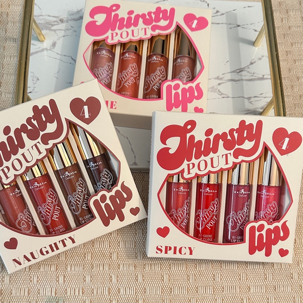 Three Boxes , Italia Delux,Thirsty Pout Hi-Shine Lip Gloss Set